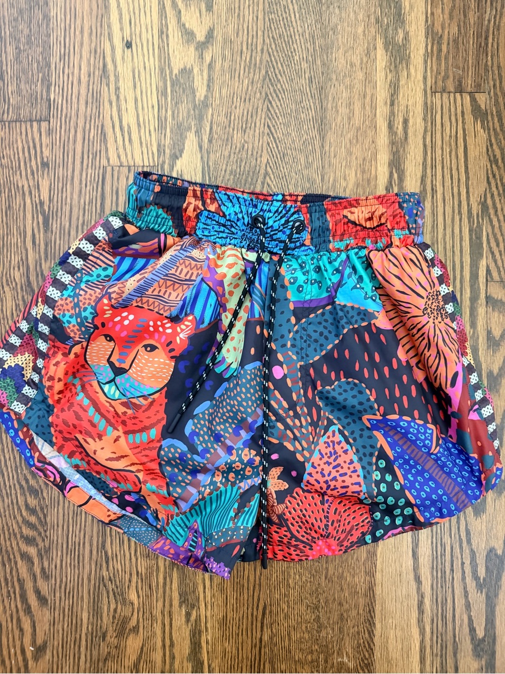 FARM Rio High-Waisted Black Leopard Drawstring Athletic Shorts - Picture 5 of 8